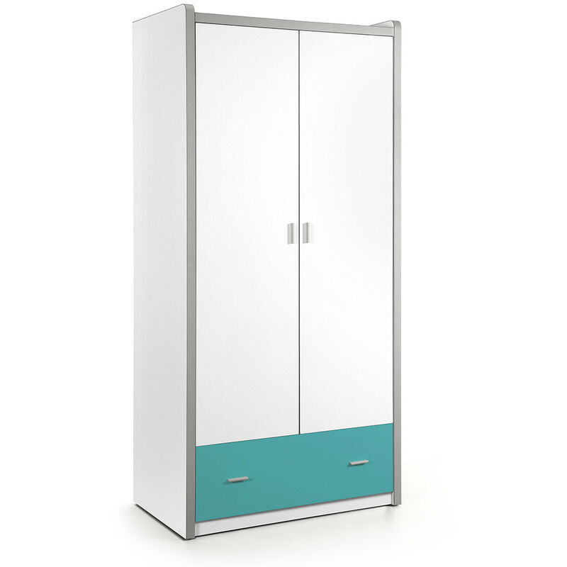 Kleiderschrank Valerie 2-trg weiß - türkis B 97 cm - H 202 cm - T 60 cm