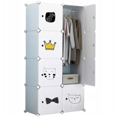 Kleiderschrank, weiß, Regal, Spielzeugstange, geräumig, groß