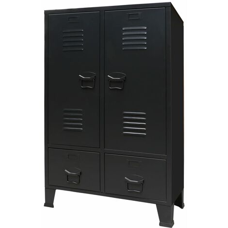 Kleiderschrank，Aufbewahrungsschrank Metall Industrie-Stil 67 x 35 x 107 cm Schwarz vidaXL