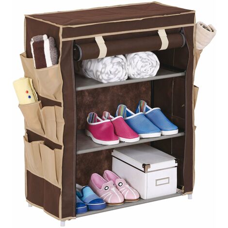 Kleiderschrankschuhe in TNT mit 3 Regalen und 12 Brixo -Seitentaschen