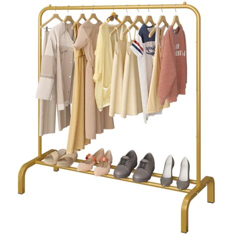Kleiderständer aus Metall mit Bodenstütze für Mäntel, Röcke, Hemden und Pullover, Gold, 110 cm
