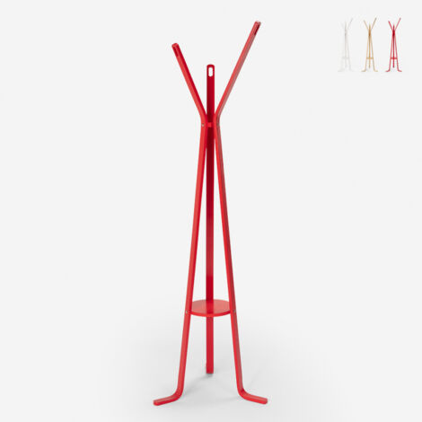 AHD AMAZING HOME DESIGN Kleiderständer Garderobe aus Holz Eingang Wohnzimmer Nordstrand Farbe: Rot