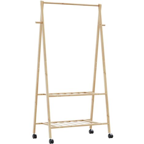 Kleiderständer mit Ablagen und Rollen 96x45,5x155,5 cm Bambus vidaXL