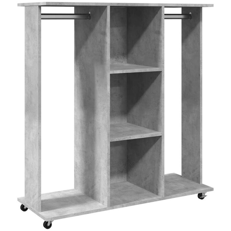 Vidaxl Garderobe Mit Rädern Beton Grau 102x38x110cm Ingenieurholz