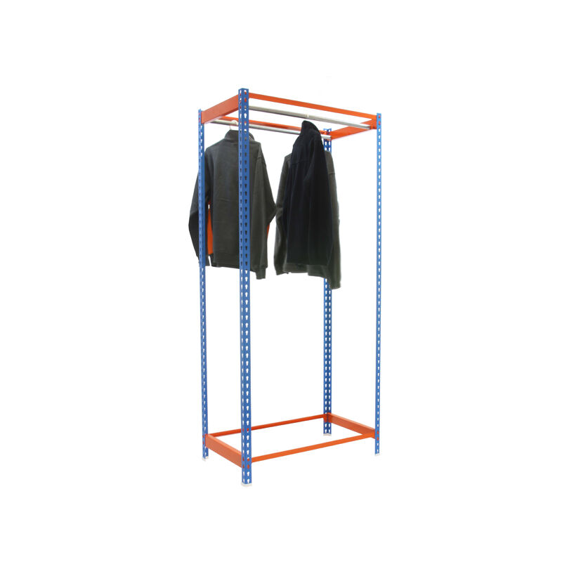 Tagère à vêtements en métal simple HxLxP 200x120x50cm Bleu/Orange Portant à vêtements, armoire, portant à vêtements, porte-tringles
