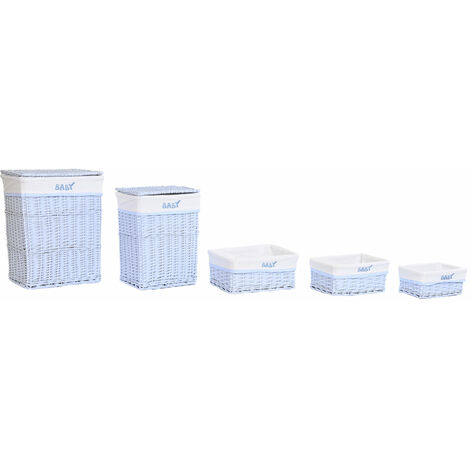 Kleidungskorb Set 5 Polyester Wicker 44x34x56 Polyester Weidenmaterial mehrfarbige Farbfamilienfamilienkörbe und Boxen Details Details Details