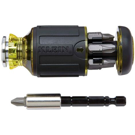 Klein Tools 32308 Cacciavite tozzo multi-bit, strumento magnetico regolabile 8 in 1 con cacciavite a croce, a taglio, quadrato e cacciavite