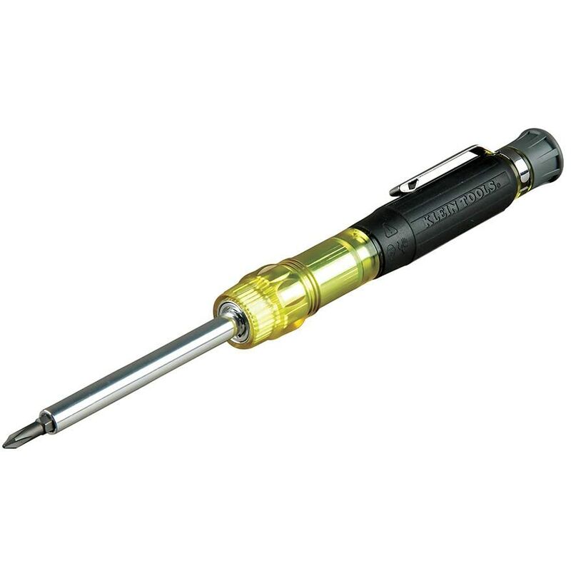 Image of 32614 Cacciavite, Precision Electronics 4-in-1 Cacciavite tascabile con punte di resistenza industriale, giallo/nero - Klein Tools
