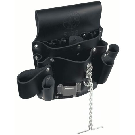 Klein Tools 5178 8-pocket Tool Pouch, in pelle, tunnel loop Belt Connection, 27,9 x 25,4 cm nero