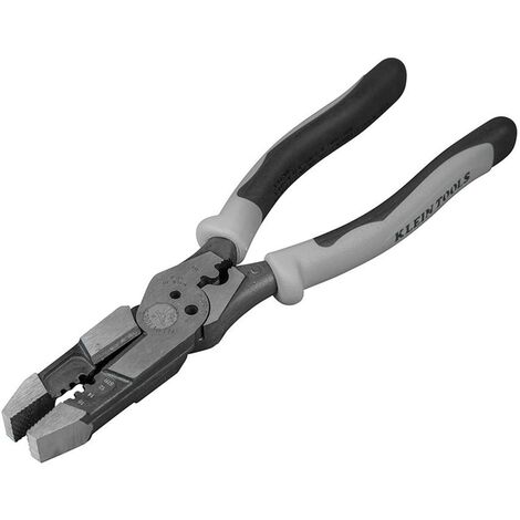 Klein Tools J215-8CR - Pinza multiuso ibrida, pinza spellafili, cesoia bulloni, presa fili, torsione, looping, grigio/nero