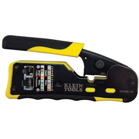 Klein Tools VDV226 – 110 pass-thru modulare Crimper, giallo/nero, confezione da 1