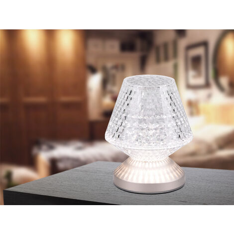 Kleine Akku Tischlampe MARIL in Kristall Optik touch dimmbar, Höhe 15cm