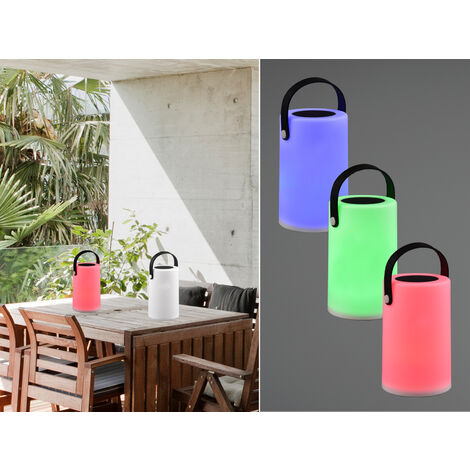 Kleine Akku Tischleuchte 2er SET RGB, Solar & USB aufladbar,Höhe 20cm