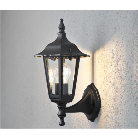 Kleine Außenwandleuchte FIRENZE, E27, Aluminium schwarz, Höhe 36 cm