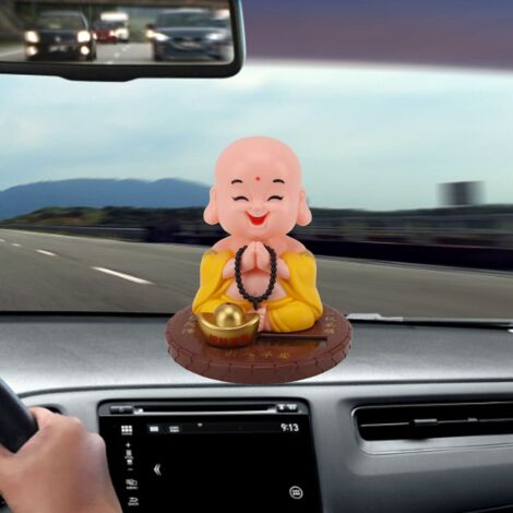 Kleine Bonze-Ornamentfigur, nickender Mönch, kleine Bonze-Dekoration, nickender Mönch, kleine Bonze-Solar-betriebene kleine Bonze, kleine Bonze-Schaukel, gelber nickender Mönch, Buddha, kleine Bonze-O