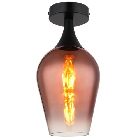 Kleine Deckenleuchte LAVUS mit Glas Lampenschirm Kupferfarbig, Ø 15cm