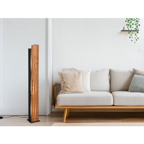 Kleine dimmbare LED Stehleuchte mit Naturholz, Höhe 120cm