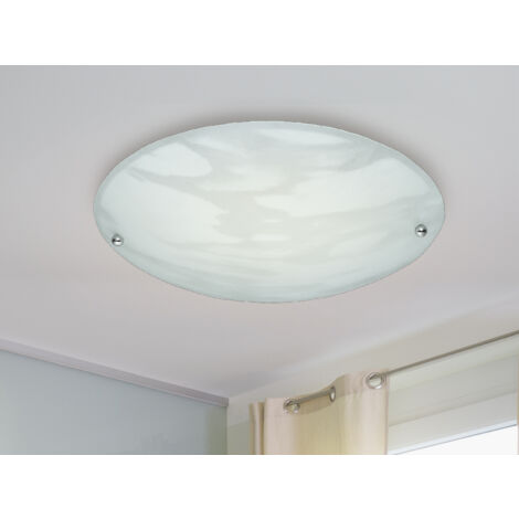 Kleine flache Deckenleuchte LANA mit Glasschirm Alabasterfarbig Ø 25cm