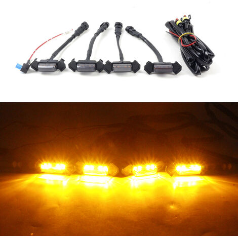 Kleine gelbe LED-Leuchten, Tagfahrlicht, Mittelleuchte, schwarze Muschel mit gelbem Licht
