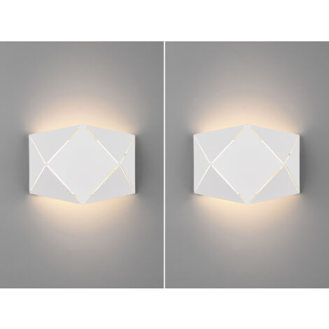 Kleine geometrische LED Wandlampen 2er SET mit Lasercut Muster, Breite 18cm