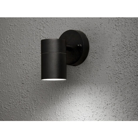 Kleine LED Außenwandleuchte Downlight, Höhe 9cm, Aluminium Schwarz