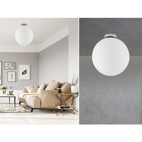 Kleine LED Deckenleuchte 1 flammig Glaskugel Weiß satiniert, Ø 15cm