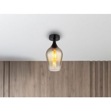 Kleine LED Deckenleuchte mit Glas Lampenschirm Gold, Ø 15cm