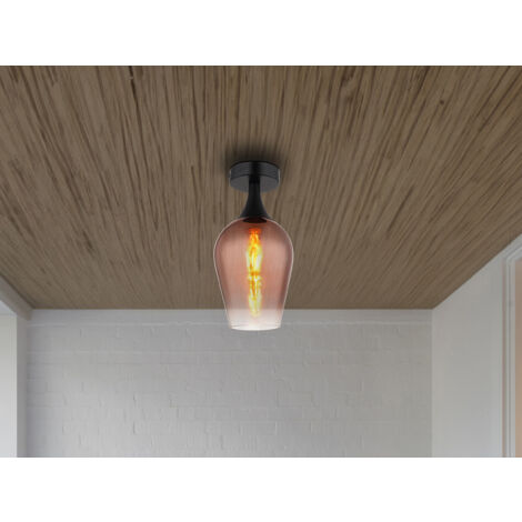 Kleine LED Deckenleuchte mit Glas Lampenschirm Kupferfarbig, Ø 15cm