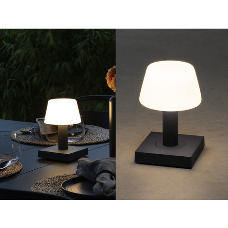 Kleine LED Outdoor Akku Tischleuchte MONACO per USB aufladbar, Anthrazit H: 19cm