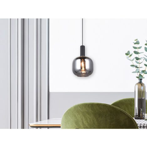 Kleine LED Pendelleuchte 1-flammig mit Glasschirm Chrom bedampft, Ø 20cm