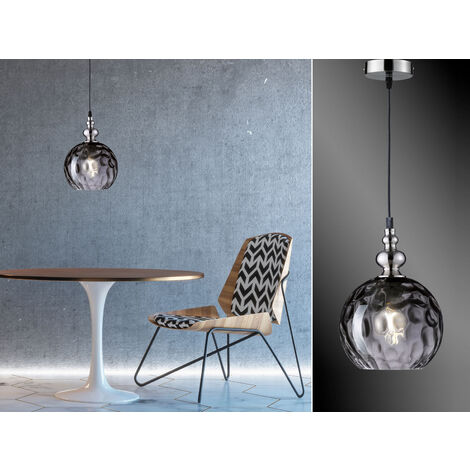 Kleine LED Pendelleuchte mit Glaskugel Rauchglas, Ø 20cm