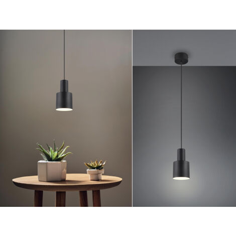 Kleine LED Pendelleuchte mit Metall Lampenschirm Schwarz, Ø 12cm