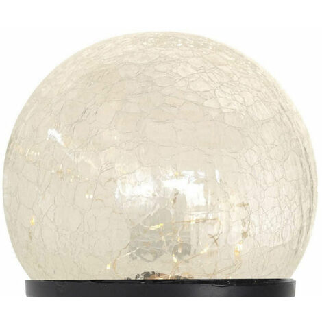 Kleine LED Solar Glaskugel aus Crackle Glas - 8 cm - Kugelleuchte mit 10 LED in warm weiß - Garten Balkon Terrasse Deko Bruchglas Kugel Lampe Beleuchtung