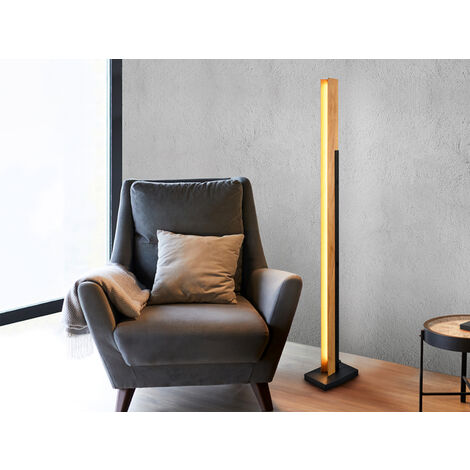 Kleine LED Stehlampe KERALA aus Holz mit Touch Dimmer, Höhe 120cm