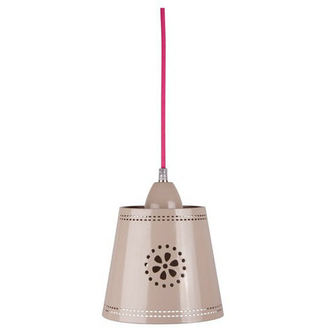 Kleine Pendelleuchte im Landhausstil, Lampenschirm Metall Beige Ø 17,5cm