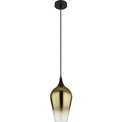 Kleine Pendelleuchte LAVUS 1-flammig Glas Lampenschirm Gold, Ø 18cm
