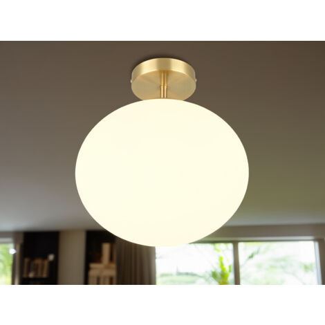 Kleine Retro LED Deckenleuchte Messing mit Glaskugel, Ø 30cm