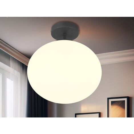 Kleine Retro LED Deckenleuchte Schwarz mit Glaskugel, Ø 30cm