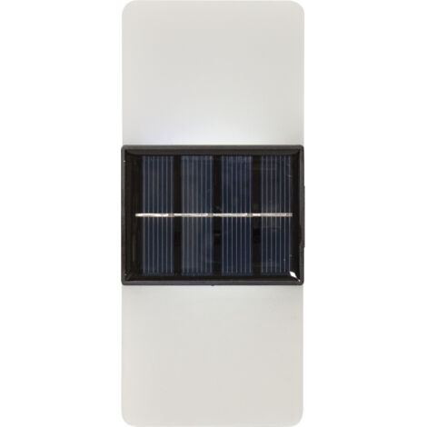 Kleine Solar Wandlampe ,Wally Frost', Dämmerungssensor, 2 Lichteinstellungen, matt-weiß, H 14cm