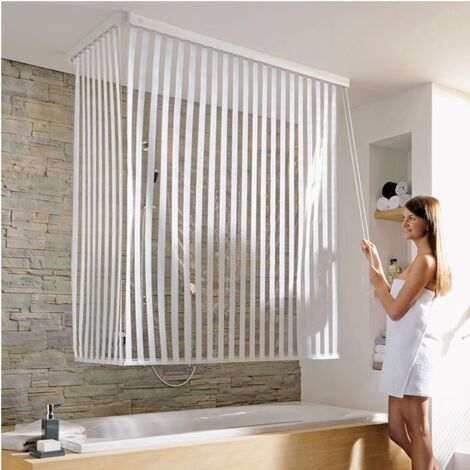 Kleine Wolke Eck-Duschrollo 132 x 56 x 240 cm grau Duschgardine Spritzschutz
