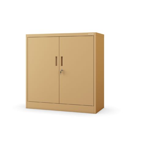 Kleiner Aktenschrank C001B Aufbewahrungsschrank Büroschrank mit Flügeltüren Metallschrank Pulverbeschichtet Stahlblech Abschließbar 92,5 cm x 90 cm x 40 cm (H x B x T) (Beige)