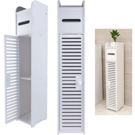 Kleiner Badezimmer-Eckschrank mit Türen und Regalen, schmales Waschbecken für Wohnzimmer, Küche, Flur, 81 x 16 x 16 cm