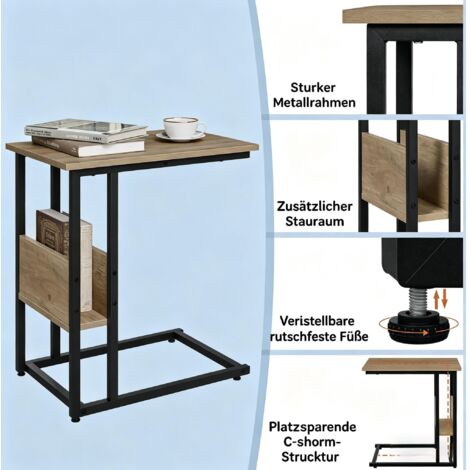 Kleiner Couchtisch, schmaler Beistelltisch, Sofatisch, Laptoptisch(nur mit tisch), Modern Design, Wohnzimmer