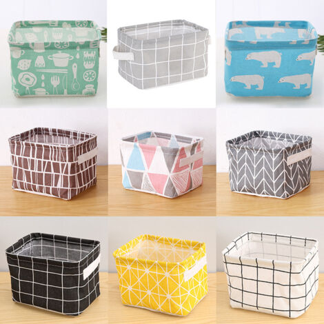 Kleiner, faltbarer Aufbewahrungskorb aus Leinen mit Griffen und wasserabweisendem Futter, Aufbewahrungsbox für Bad, Küche, Kinderzimmer – 8er-Set, mehrfarbig, 20 x 14 x 16 cm
