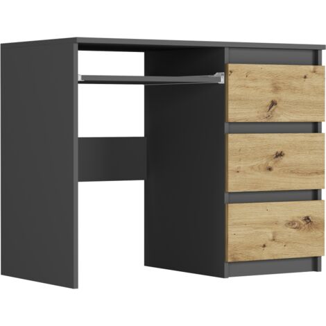 Kleiner Laptop-Schreibtisch rechts Anthrazit Mix Artisan 76 x 50 x 96 cm Modern N3