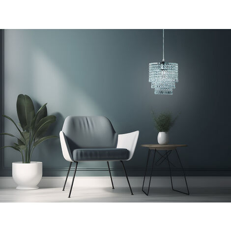 Kleiner LED Kronleuchter Chrom mit Kristall Behang aus Acryl, Ø 25cm