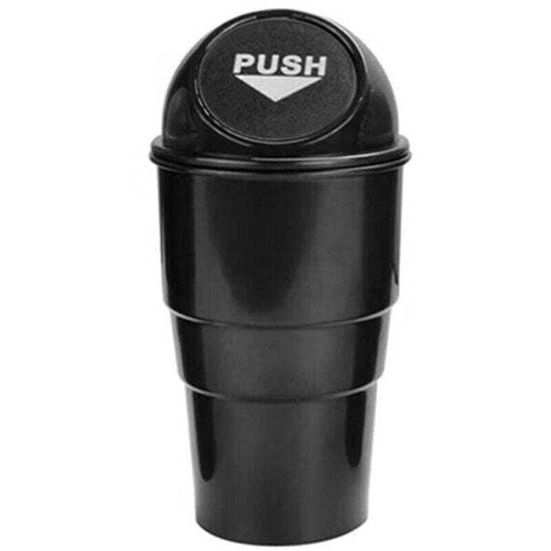 Image of Kleiner Mini-Mülleimer mit Becherhalter, XU, für Auto, Büro, Zuhause (schwarz) - KZQ