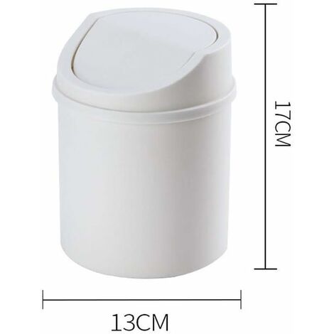 Kleiner Mülleimer Mini-Desktop-Mülleimer Kleiner Papierkorb, Flip-Top-Mini-Kunststoff-Mülleimer für Zuhause, Büro, Weiß