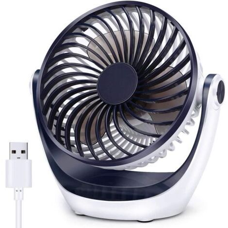 Kleiner Tischventilator mit starkem Luftstrom, leisem Betrieb, tragbarer Mini-USB-Ventilator, Luftzirkulator, 2 Kühlstufen, verstellbarer Kopf, 360° drehbar, persönlicher Ventilator für Zuhause, Büro,