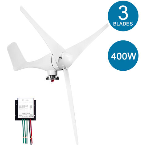 Kleiner Windgenerator mit sauberem Energieregler Typ S -12v -3 Blatt 400W (weiß)